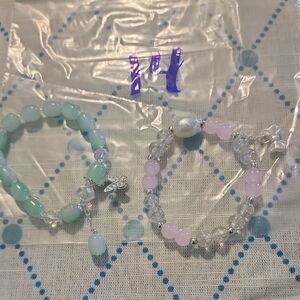 Mint Green and Pink Beaded Bracelets